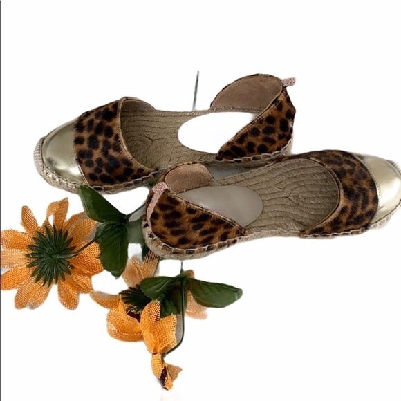 Boden Animal Print Gold Toe Espadrille Like New 6 - Picture 1 of 11